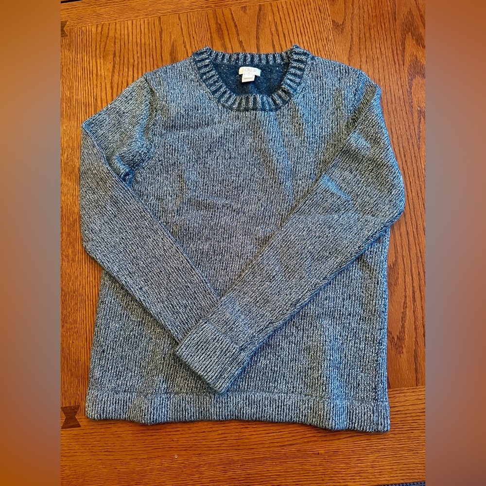 J.Crew Sweater Size M Navy Silver Marled Lambswool Metallic Cozy Ribbed‎ Preppy